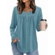thumbnail image 5 of Camisas de Larga para Mujer, Conjuntos de Otoño, Cuello Redondo, Túnicas Casuales, Blusas de Moda, Ropa de Moda. Azul Pavo Real L, 5 of 6