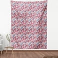 thumbnail image 4 of Ambesonne Nature Fabric by the Yard Upholstery, Tropical Flowers Grungy Art, 10 Yards, Dark Coral and Ceil Blue, 4 of 5