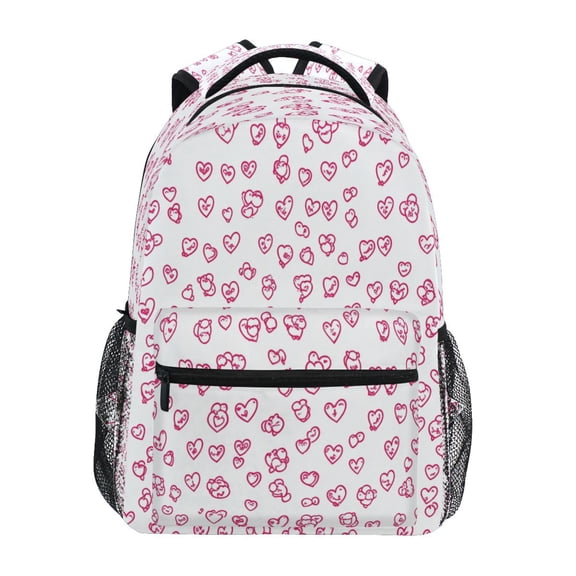 Pink Elements Heart Stylish Large Backpack 15L Self-Standing Durable Twill for School, Office and Travel Use