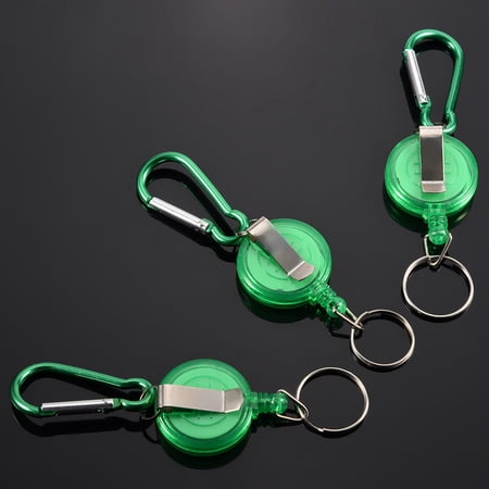Suodoka 3Pcs Fishing Tool Nylon Cord Stopper Retractable Ring Reel Holder Key Chain (Green) 29.5 inches / 75 cm Lightweight & Durable