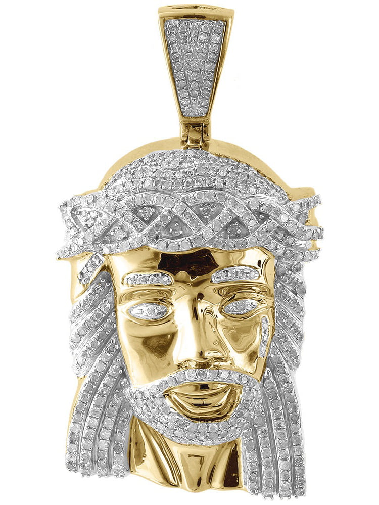 Genuine Pave Diamond Jesus Piece Charm 10K Yellow Gold 1.96