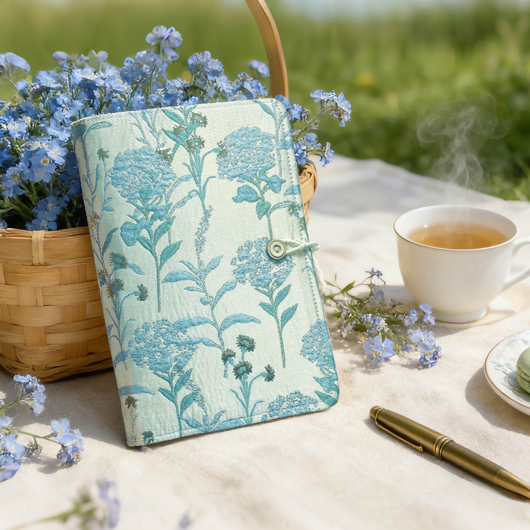 ipoul Journal for Women, A5 Binder 6 Ring, Refillable Notebook, Floral, Blue