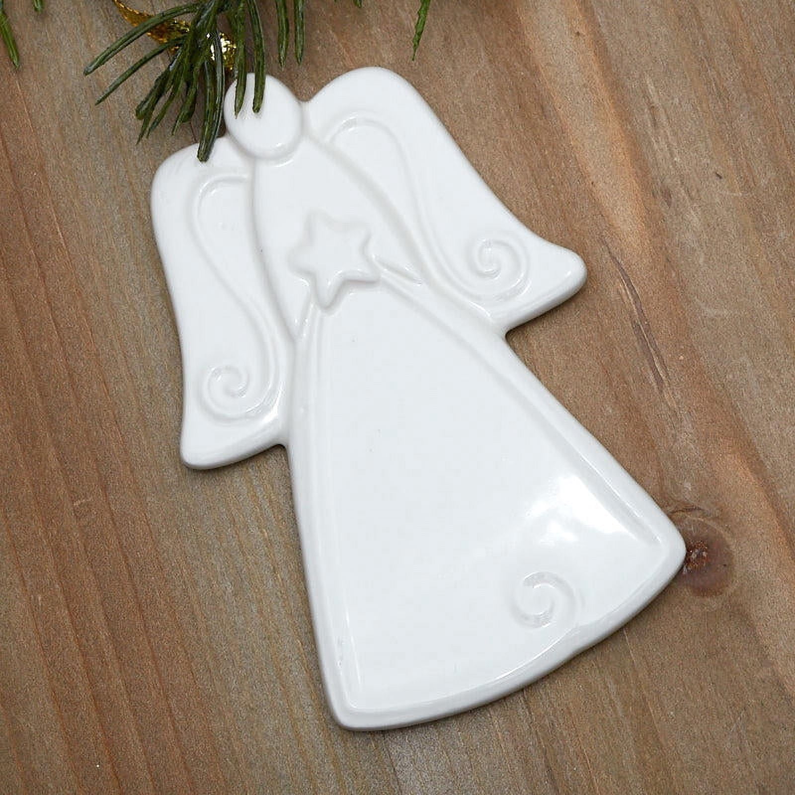12pc Embossed Porcelain Angel Ornament Set - for Christmas - Factory Direct Craft