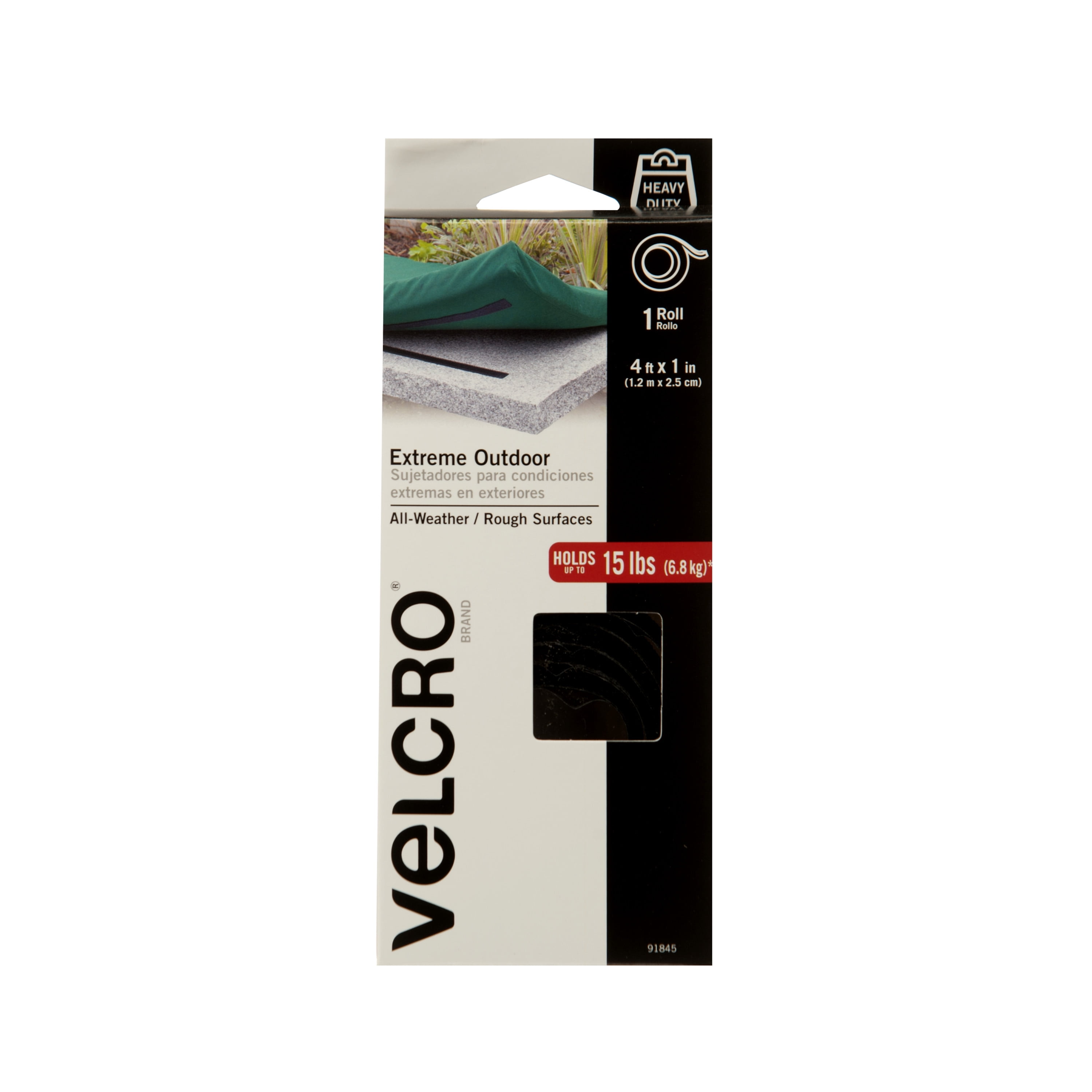 VELCRO® Brand Extreme Outdoor 4ft x 1in Roll, Black