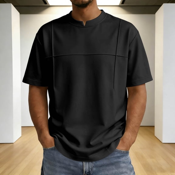 Mens Big & Tall T-Shirts Plus Size Short Sleeve V Neck Tshirts Shirts for Men M-4X Casual Pullover Solid Color Going-Out Tees Tops