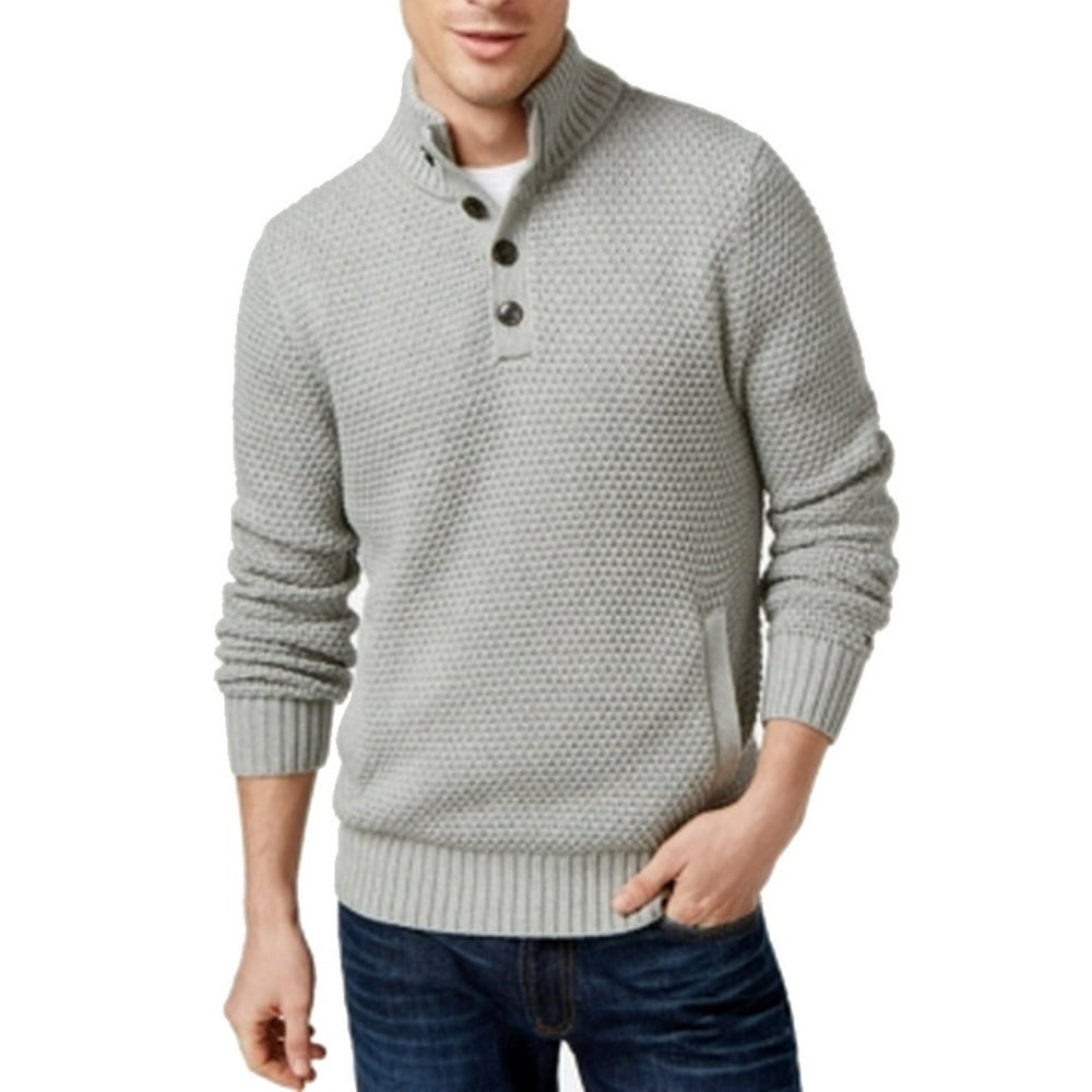 Tommy Hilfiger - Tommy Hilfiger NEW Gray Mens Size XL Waffle Knit Mock ...