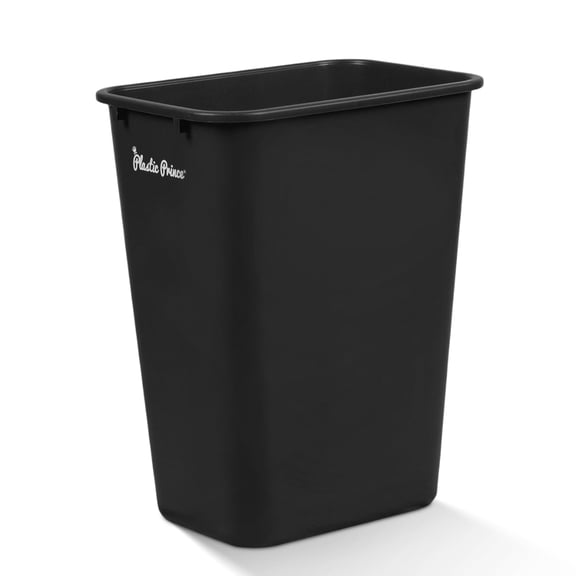 Plastic Prince 10 Gallon Trash Can Black Waste Basket for Kitchen Bathroom Office Garbage Can Fits Under Desk Cabinet Sink, High Plastic Waste Basket 19.9" H x 15.7" W x 11.3" D
