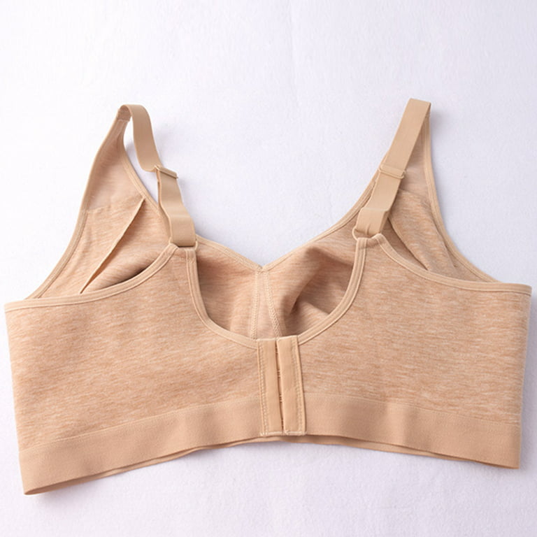 Training Bra for Girls TIANEK Push Up High Impact Front Closure Wirefree  Back-Smoothing Stappy Convertible Knix Bras for Women,Khaki