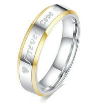 Forever Love 4 mm or 6mm Wedding Band Ring for Men or Women Two Tone Stainless Steel Ginger Lyne Collection