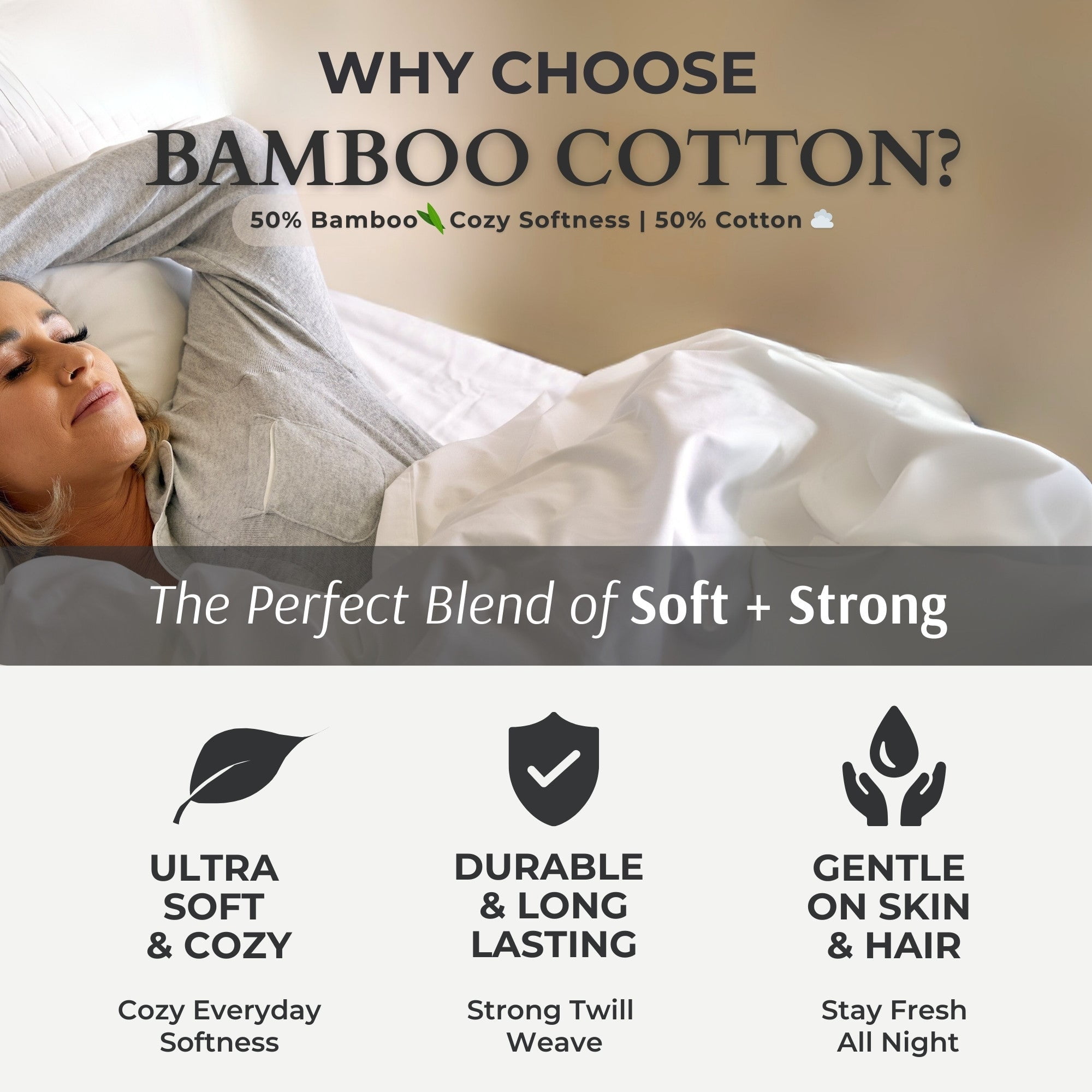 BedVoyage Soft Queen Sheets - Melange Luxury Bedroom Sheet Set, 4pc Softest Cooling Bedding, Viscose Derived from Bamboo and Cotton, Deep Pocket 18" - Snow