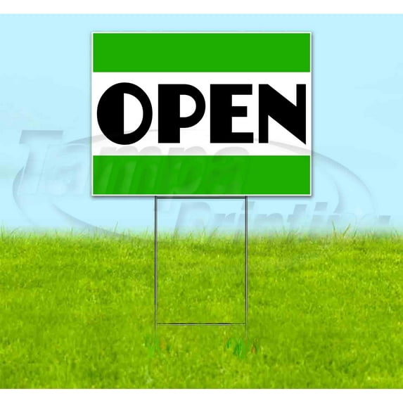 Open (18" x 24") Yard Sign, Includes Metal Step Stake