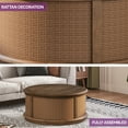 thumbnail image 2 of Dextrus Multifunctional Breeze Round Coffee Table, Rattan Lift-Top Coffee Table, Gray Wood Color, 2 of 5
