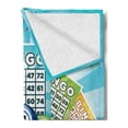 thumbnail image 2 of Bingo Soft Flannel Fleece Blanket, Colorful Illustration of Bingo Cards and Balls on Blue Sun Rays Retro Style, Cozy Plush for Indoor and Outdoor Use, 70" x 90", Pale Blue Multicolor, by Ambesonne, 2 of 5