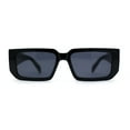 thumbnail image 2 of Narrow Rectangle Mod Square Geometric Diamond Cut Arm Sunglasses All Black, 2 of 4