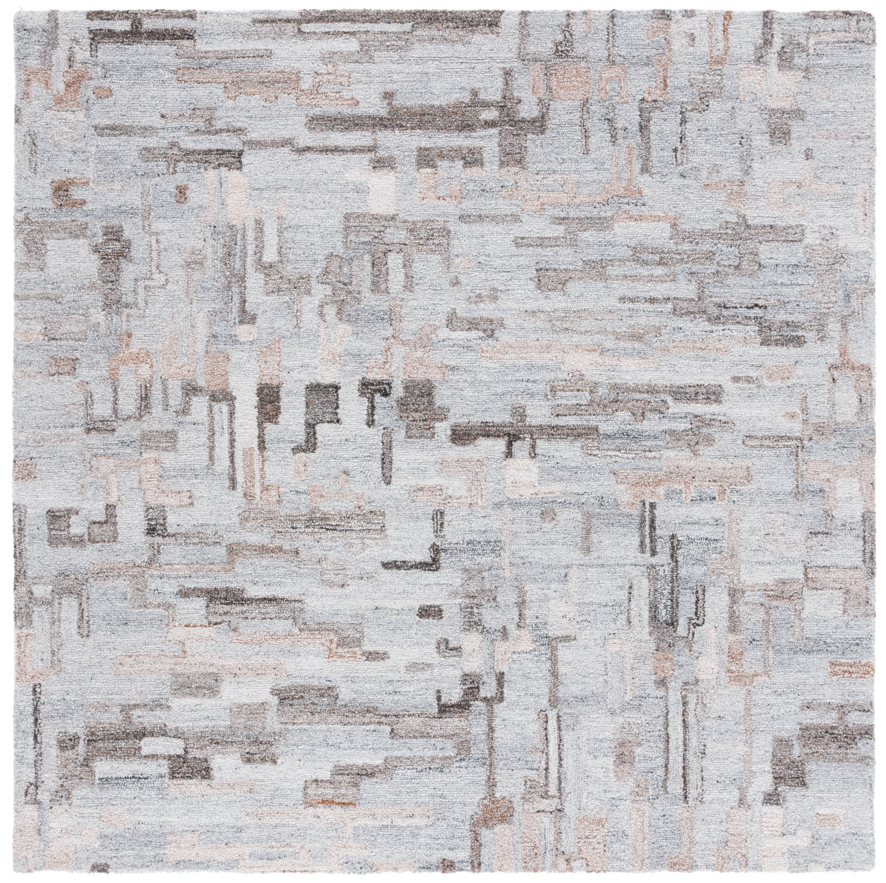 SAFAVIEH Abstract Collin Geometric Area Rug, Gray/Brown, 6' x 6' Square