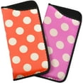 thumbnail image 6 of 2 Pack Soft Slip In Eyeglass Case And Holder For Women, Fun Polka Dot Design, Orange/Pink, 6 of 9