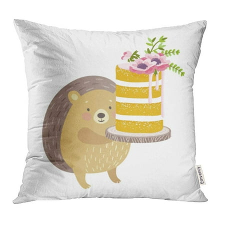 YWOTA Layered Vanilla Sweet Sponge Cake Dessert Decorated with Flowers and Cute Hedgehog Pillow Cases Cushion Cover 20x20 (Best Vanilla Layer Cake)