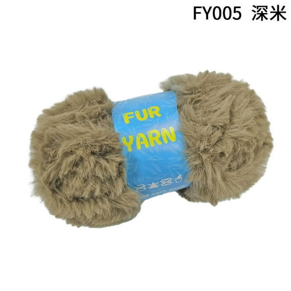 XmhyTop 2 Skeins Super Soft Fur Yarn Chunky Fluffy SoftFaux Fur Yarn for Crochet Knit-Total Length 2×30m(2×33yds,50g×2)-Light Brown