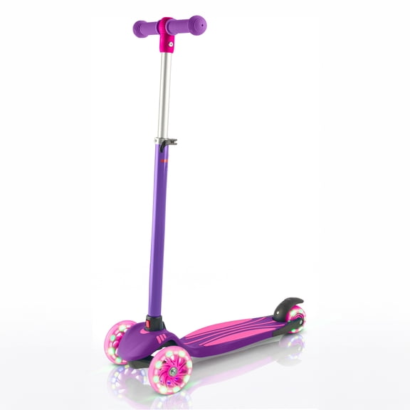 Lil’ Rider 3 Wheel Scooter for Kids with Light-Up Wheels and Adjustable Handlebars, Purple