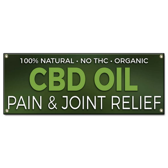 CBD Oil Pain & Joint Relief | 48" X 120" Banner | Heavy Duty 13oz. Outdoor Vinyl Single Sided With Grommets | Made in The USA
