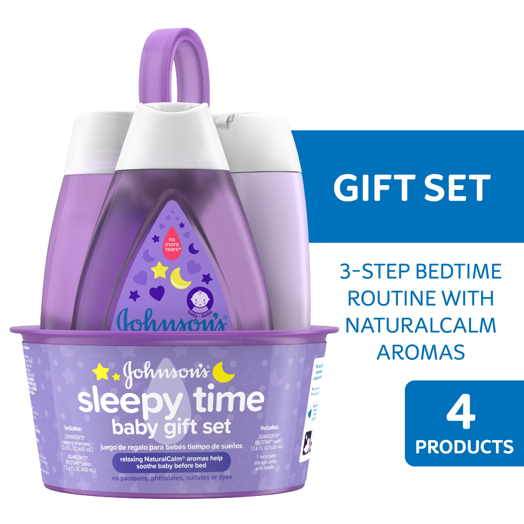 Sabroso cadena confesar Johnson's Sleepy Time Relaxing Baby Gift Set with Baby Shampoo, Wash and  Lotion, 4 full-size items - Walmart.com