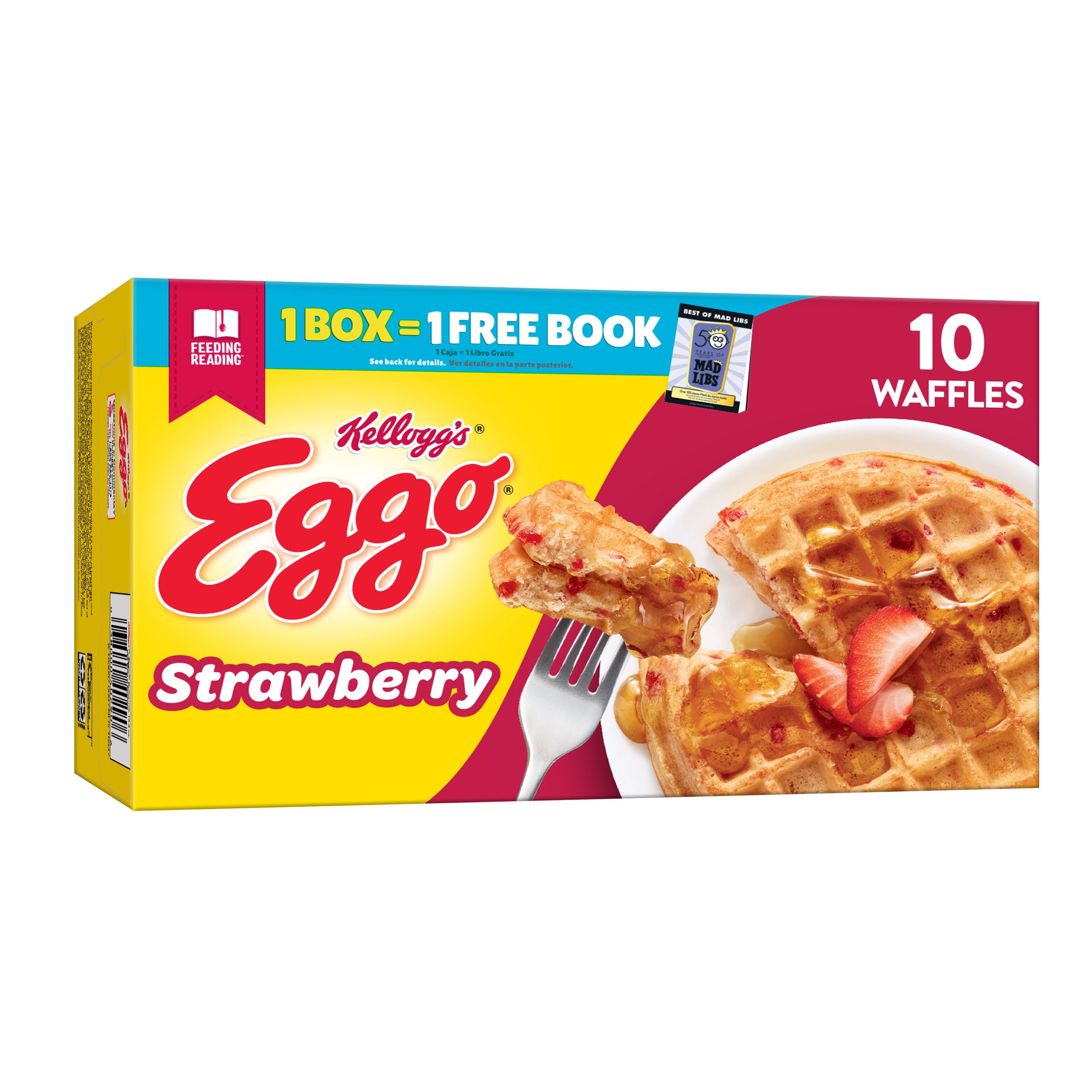 Eggo Frozen Waffles, Frozen Breakfast, Toaster Waffles, Strawberry, 12.3oz Box, 10 Waffles