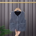 thumbnail image 2 of Caqnni Baby Boys Girls Sherpa Fleece Vest Zipper Warm Sleeveless Waistcoat Fall Winter Outwear Christmas Outfits 2024 Winter Waistcoat (7-8 Years,Z031-Navy), 2 of 3