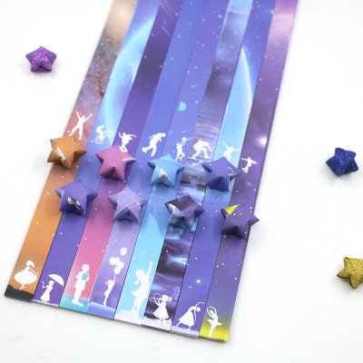 Origami de estrella gruesa 136, 8 dibujos por juego, papel con forma de estrella de pentagrama de la suerte para niños
