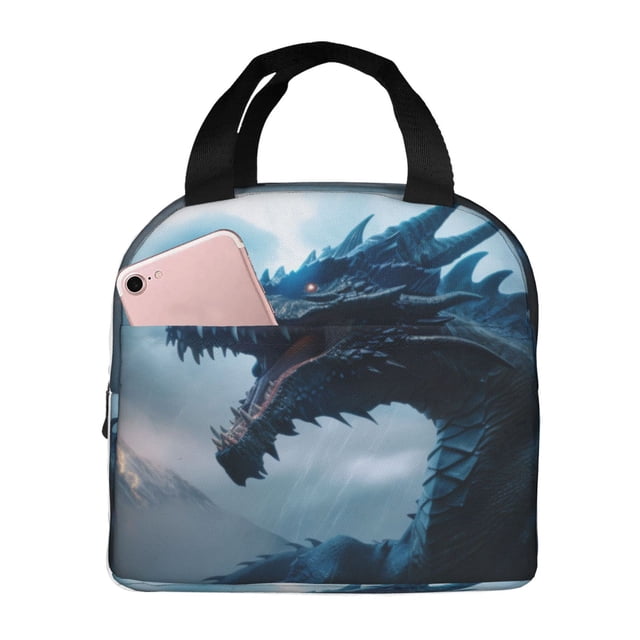 Easygdp Blue Thunder Storm Dragon Bolsa Térmica Premium - Tela Oxford Impermeable, Gran Capacidad, Bolsillo Frontal, Unisex para Trabajo, Escuela, Actividades al Aire Libre y Picnics