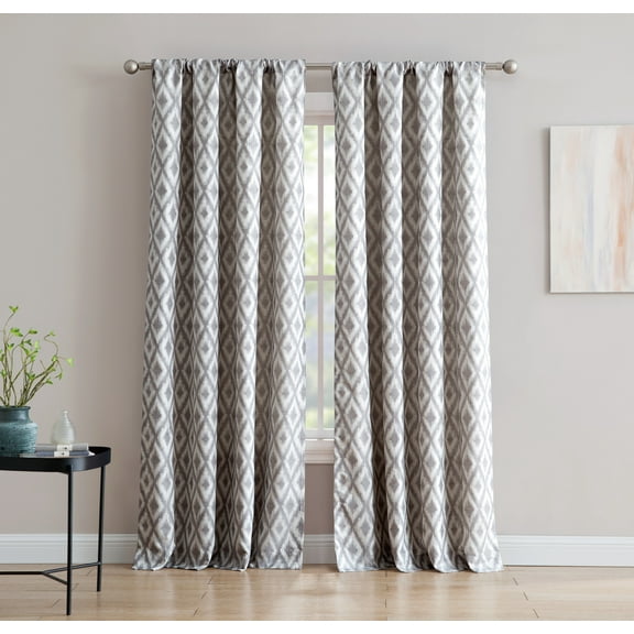 Inspired Surrounding Single Window Panel with Rod Pocket, Grey Jacquard