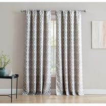 Inspired Surrounding Single Window Panel with Rod Pocket, Grey Jacquard