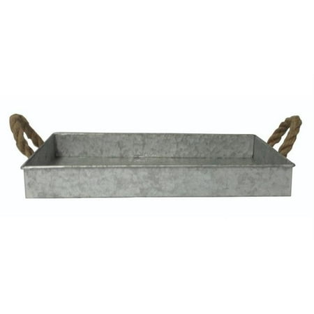

Cheung s Galvanized Metal Rectangular Tray with Rope handle