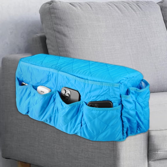ABCPOW Sofa Armrest Organizer,2 in 1 Waterproof Non-Slip Arm Covers Chair Bedside Caddy Storage Organizer for Recliner Couch Slipcover w/ 14 Pockets for Cell Phone TV Remote Control Magazines Holder
