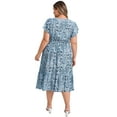 thumbnail image 3 of DARING DIVA Plus Size Boho Floral V Neck Cap Sleeve A Line Midi Dress 4X Lake Blue, 3 of 5