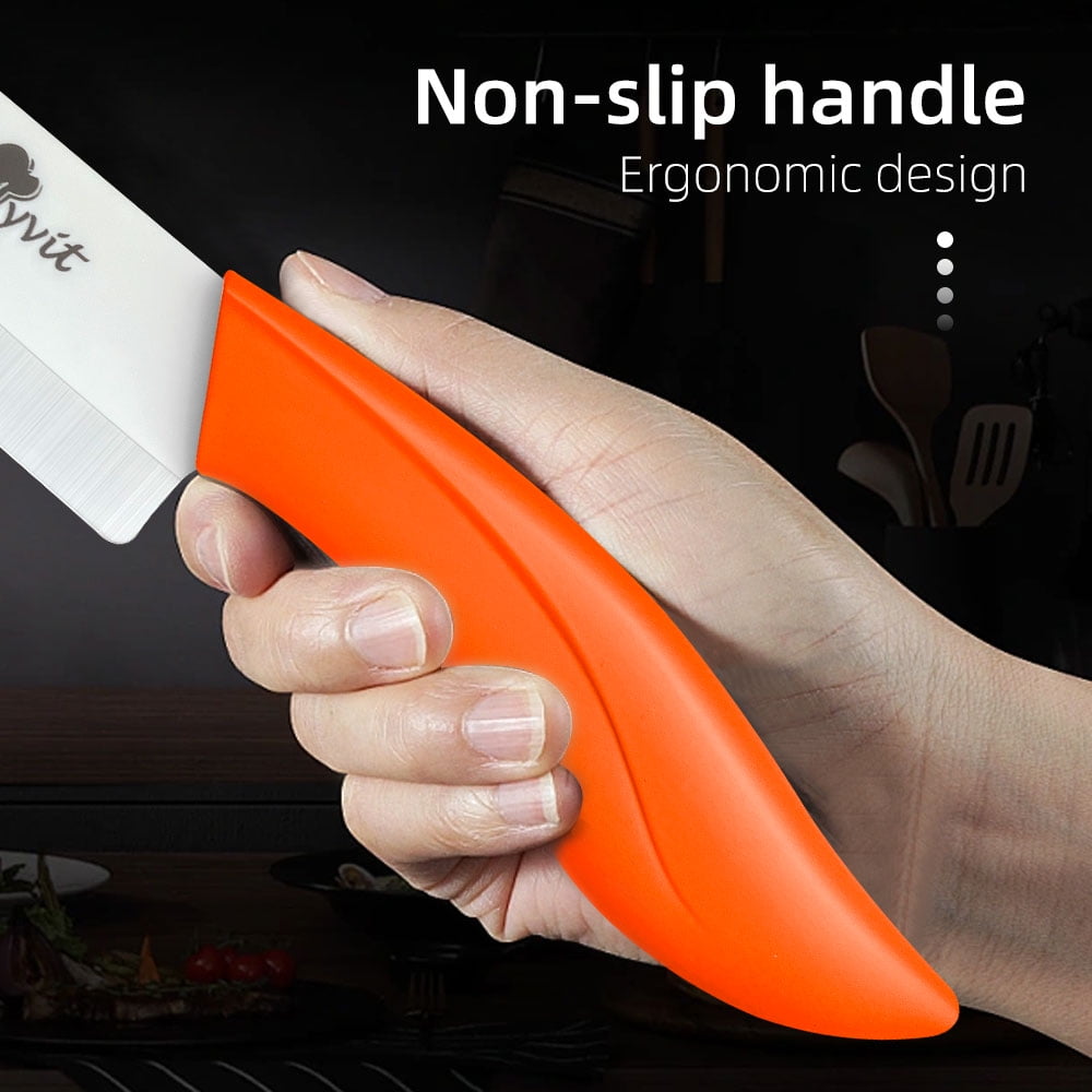 6Pcs Ceramic Knives Set Kitchen Chef Knife with Cover Rustproof Fruit Paring Kives Cutter for Vegetable Lettuce Meat,3" 4" 5" 6" Paring Knife