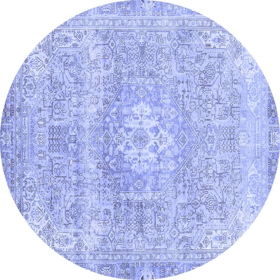 Ahgly Company Indoor Round Abstract Blue Modern Area Rugs, 6' Round
