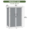 thumbnail image 4 of Uforic 60 Cu.Ft Outdoor Storage Shed, Weatherproof Tall Plastic Cabinet w/ Shelves, Lockable, Gray, 4 of 8