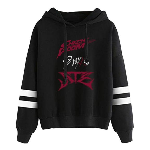 Kpop Stray Kids SKZ Chk Chk Boom Merch Hoodies Unisex Pocketless Parallel Bars Sleeve Streetwear