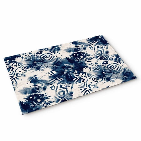 Abstract Art Door Mat Vintage Navy Blue Geometric Mottled Line Retro Country Non Slip Absorbent Entrance Mat Washable Low Profile Indoor Doormat for Front Door Entryway Entry 16 x24