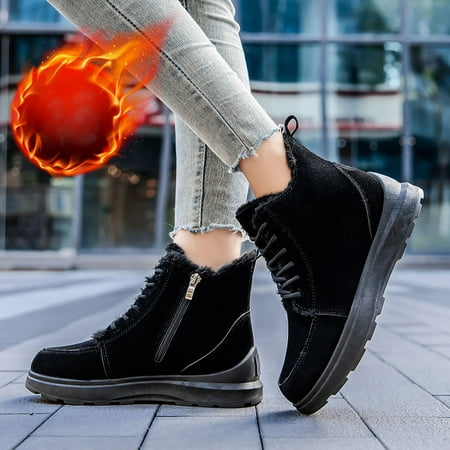 

Akiihool Women s Snow Boots Wide Winter Snow Boot Side Zipper Fashion Booties Snow Anti-Slip Boot for Outdoor (Black 8.5)
