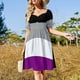 thumbnail image 5 of Vestido elegante de manga corta con estampado de bandera del orgullo asexual repetida sin costuras para mujer, vestidos de verano para mujer, 5 of 8