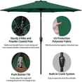 thumbnail image 3 of CHUANK Parasol de Marché Extérieur 9 Pieds avec Inclinaison à Bouton et 8 Nervures Robustes Vert, 3 of 6