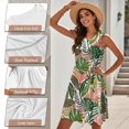 thumbnail image 6 of Garronmavis Matching Summer Outfits for Couples Mens Button Up Shirt Polyester Vacation Tropical Flowers Loose Beach Tops and Women's Tank Dress Elastic Waistband Vacation Clothes, 6 of 7