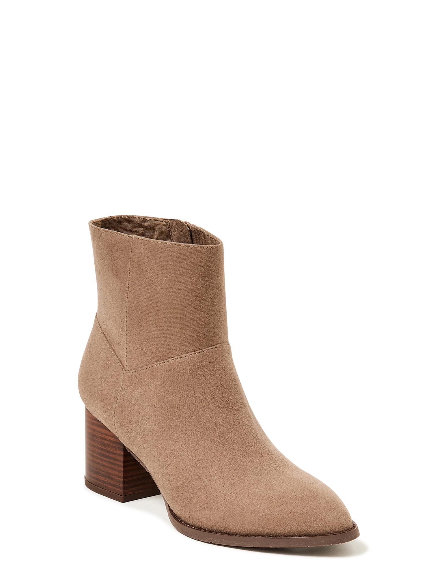 Melrose Ave Womens Faux Leather Block Heel Side-Zip Pointed Toe Booties, Women's, Size: 5.5, Gray
