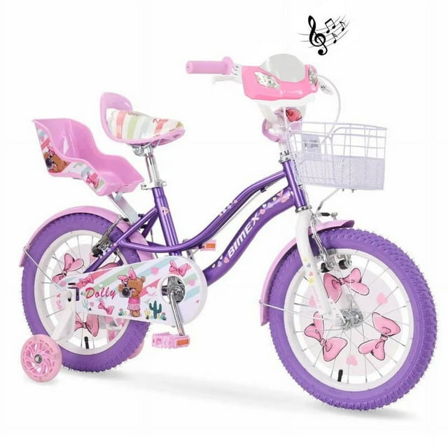 Bicicleta R16 Bimex Dolly Luz y Sonido Morado/Rosa