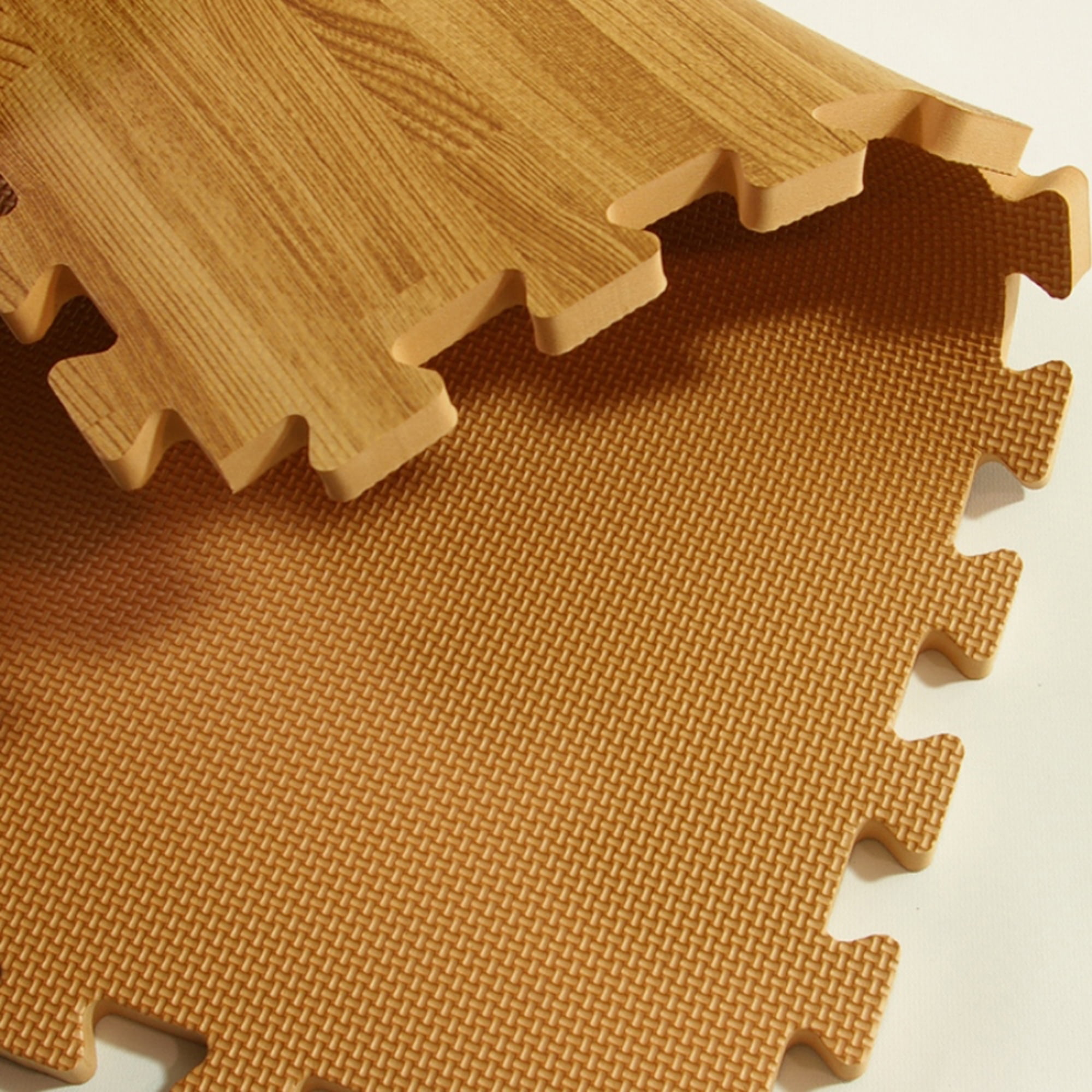 Greatmats Wood Grain Interlocking Wood Look Reversible Foam Tiles 1/2 Inch x 2x2 Ft. Standard Wood/Tan 15 Pack
