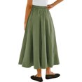 thumbnail image 5 of High Elastic Waist Women Solid Color Long Swing Skirt with Pocket, 5 of 6