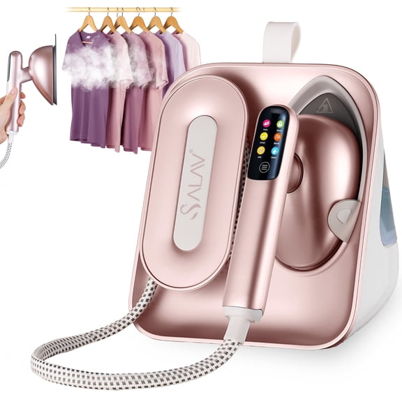 SALAV Deluxe DuoPress Steamer and Iron Station with Steam Levels and Digital Display, Rose Gold