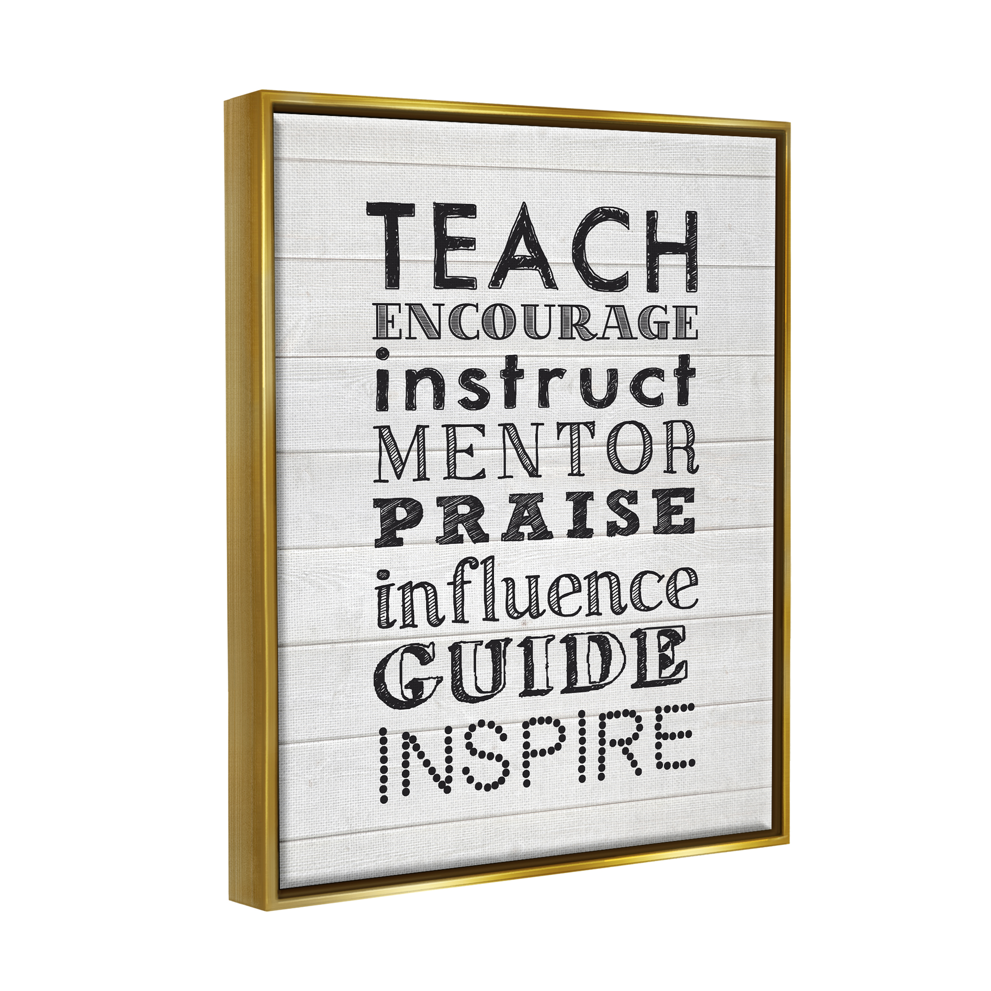 Stupell Inspirational Teacher Classroom List Inspirational Painting Gold Floater Framed Art Print Wall Art