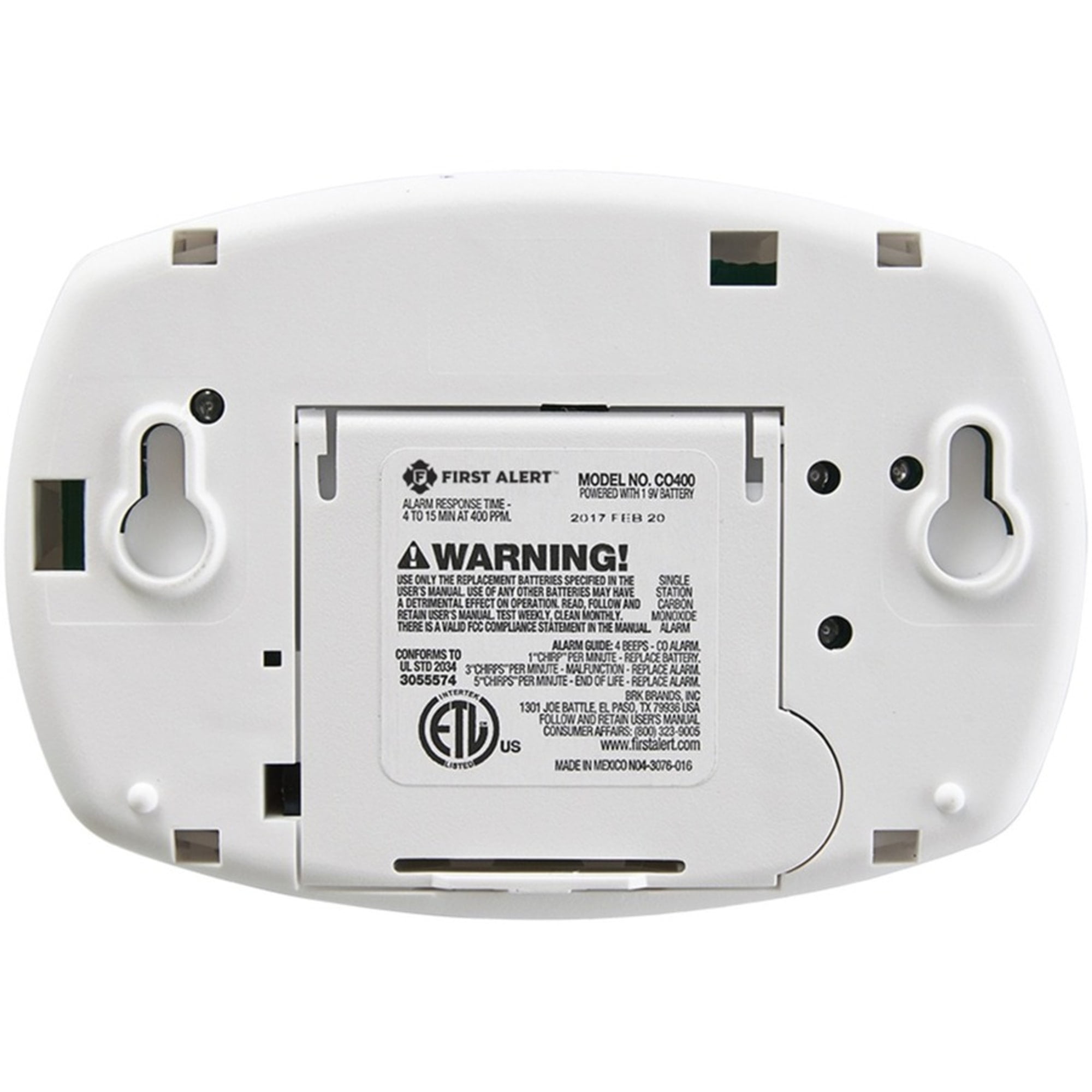 Basic CO Alarm w/ 9V Battery